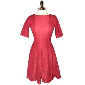 NEW GABBY SKYE Size 12 A-Line Dress Red Floral Lace Short Sleeve